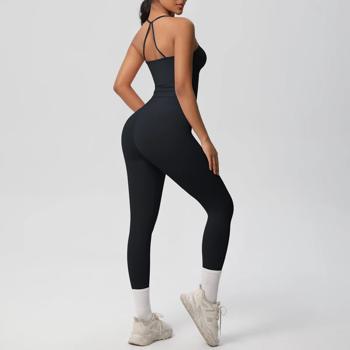 JUREN Yoga Outfits Women Tracksuit Fitness Suit Training Sleeveless Sport Gym Set Workout Overalls Sports Underwear Sportswear