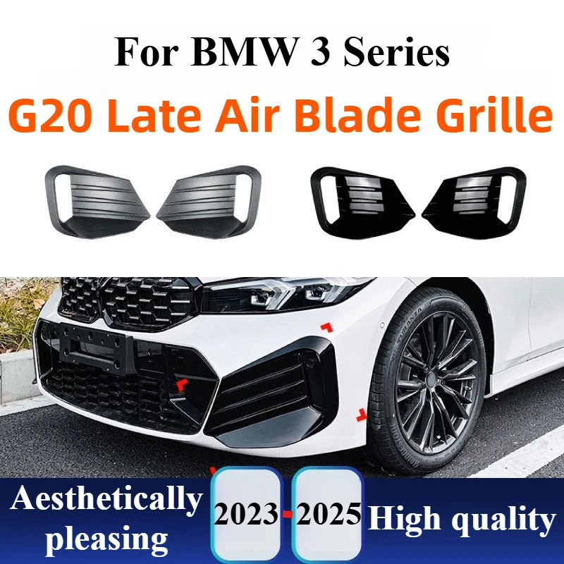 

For BMW 3 Series G20 G21 LCI M Sport 2023+ Front Bumper Canard Grille Trim Sticker Splitter Lip Exterior Modification Accessory