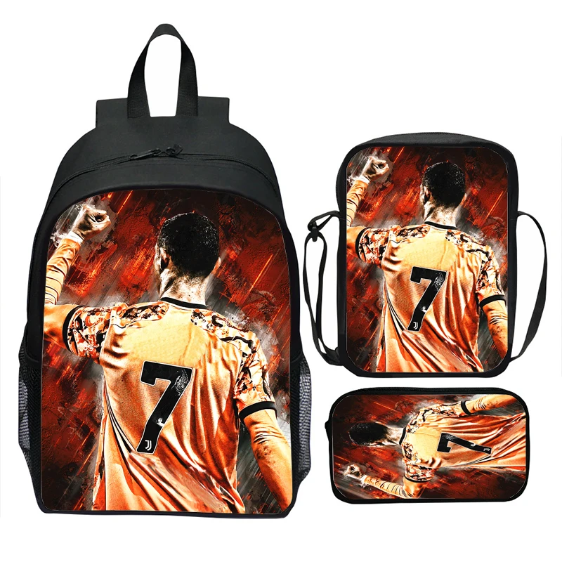 3pcs CR7 Sports School Bags lightweight casual boys girls Backpacks Simple Black Women Men Mochilas