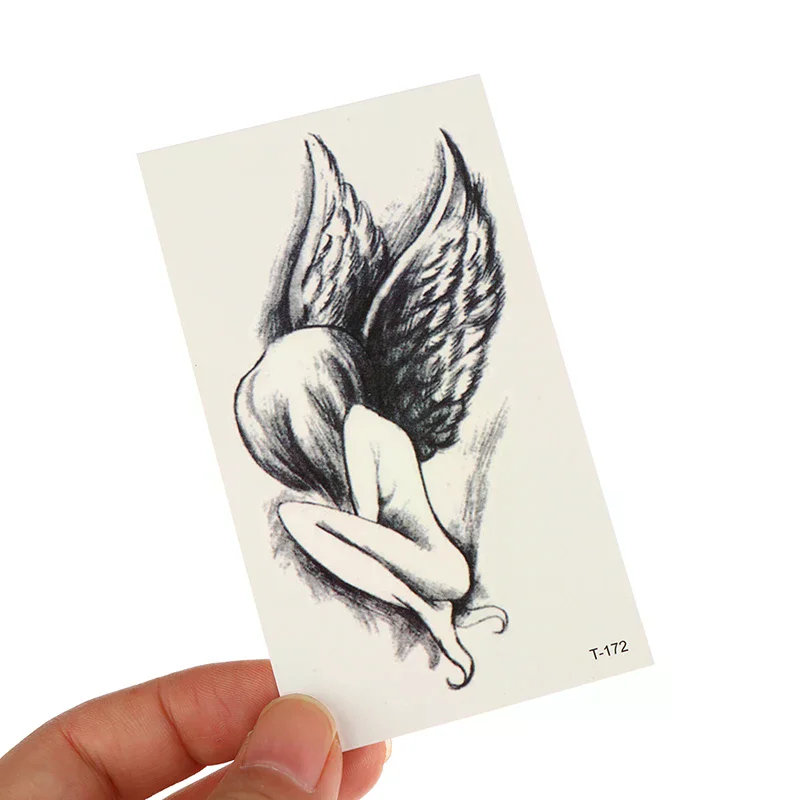 

Waterproof Semi-Permanent Tattoos Little Angel Tattoo Designs For Neck Hand Finger Women's Men's Temporary Tattoo Lasts