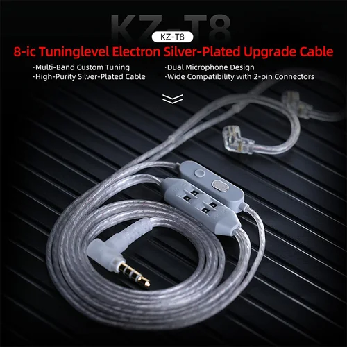 Imagen 1 del producto Cable de actualización KZ T8, sintonización electrónica de 8 engranajes, Cables de actualización chapados en plata, Pin de 0,78mm, enchufe de 3,5mm para EDX Pro AS16 Pro PRX Zenith