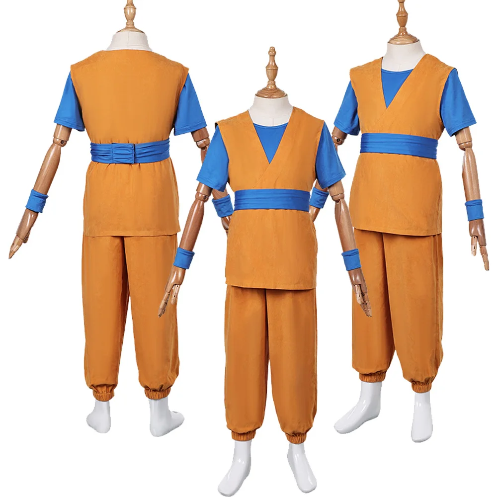 Kids Children Son Goku Cosplay Vest Costume Anime Son Gohan Roleplay Jacket Shirt Pants Outfits Halloween Carnival Party Suit