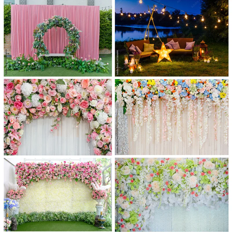 

Vinyl Photography Backdrops Prop Flower Wall Wood Floor Wedding Party Theme Photo Studio Background 22221 LLH-03