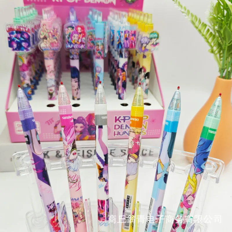 Pixiv 48 قطعة أنيمي K-Pop شيطان الصيادين المقرب هلام القلم الكرتون 0.5 الأسود الصحافة قلم توقيع طالب القرطاسية بالجملة #1