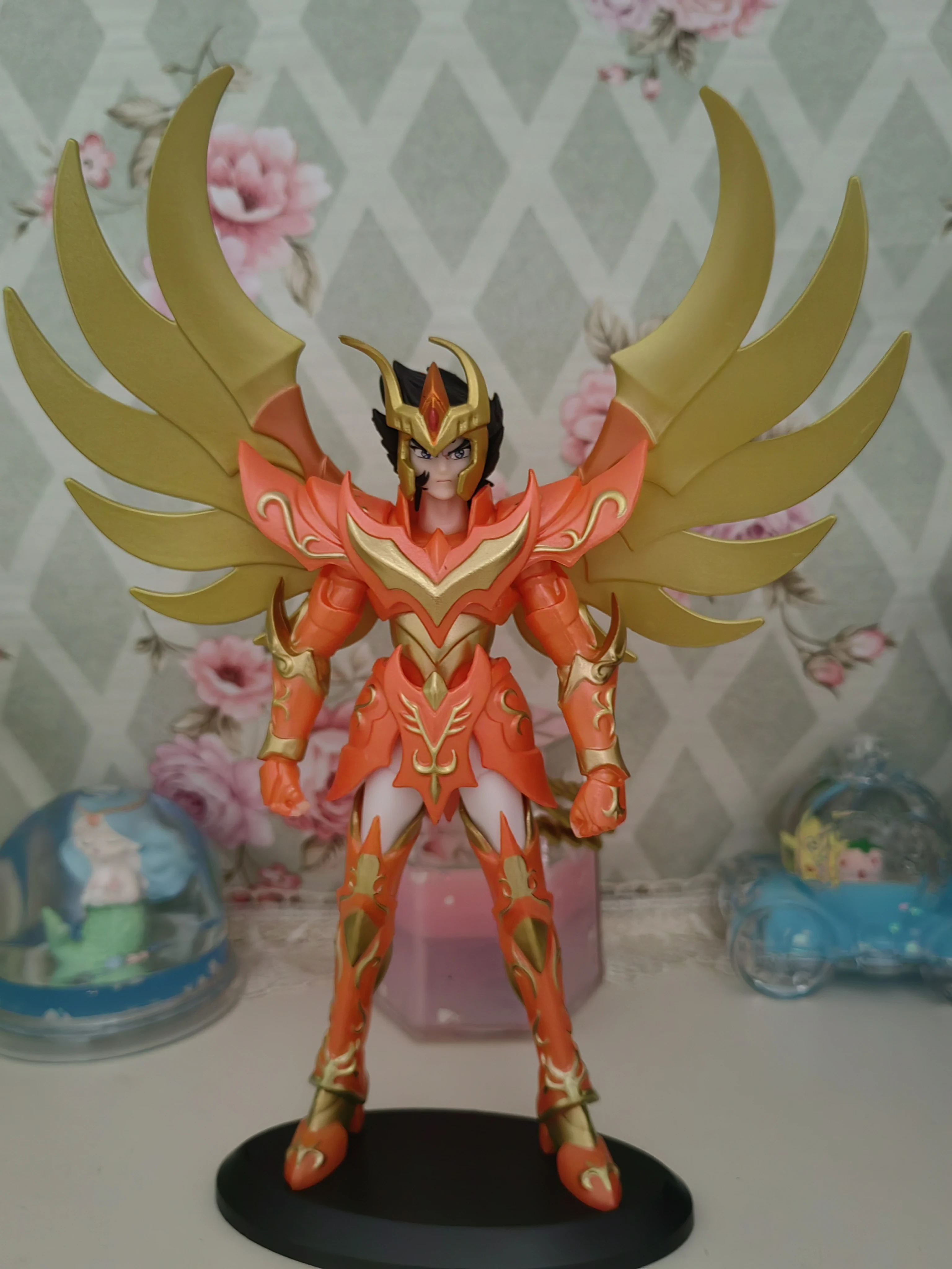 Figuras de acción hechas a mano de Saint Seiya, 19cm, 10 ° aniversario, Cygnus, Draco, Phoenix, Andromeda, escena periférica de Anime, regalos