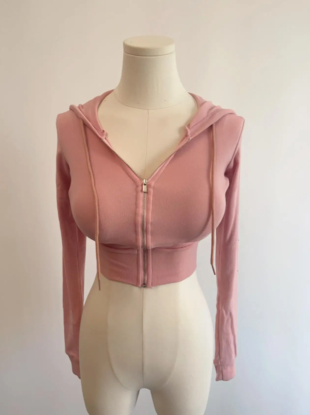 

5STUDIO Осенняя новинка: Простая модная укороченная куртка с капюшоном на молнии, 100% хлопок, женская премиум-класса, верхняя одежда