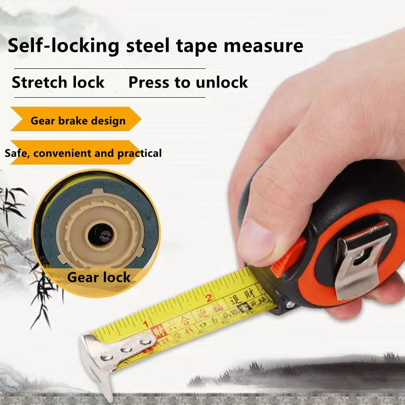 3m/5m Feng Shui Luban Tape Measure Self-locking Metric Imperial Ding Lan Ruler for DIY Woodworking Measuring Instruments Ruler