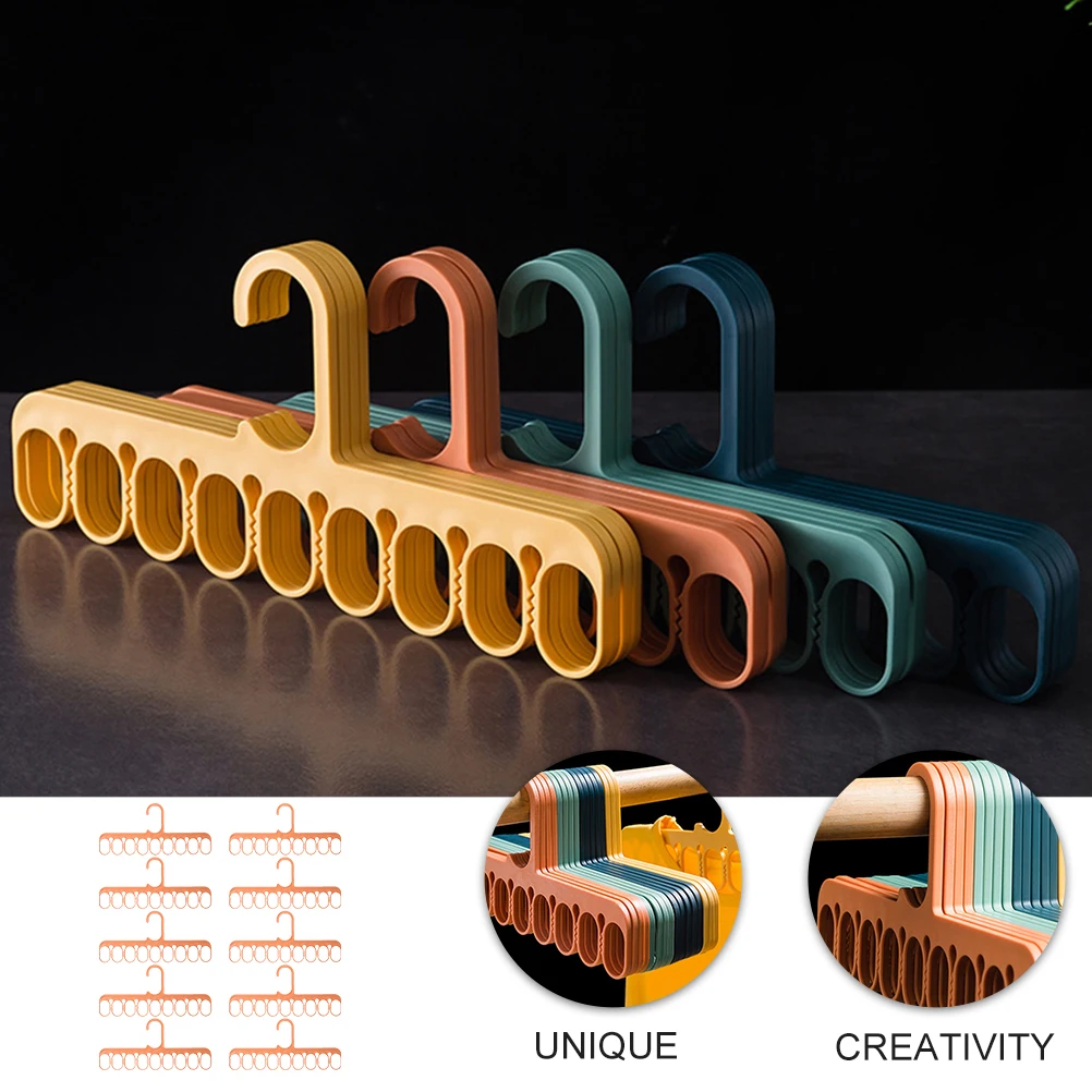 

10pcs 9-Hole Multi-Function Clothes Hangers Storage Rack Windproof Coat Hanger Drying Organizer Holder For Underwear Socks Small