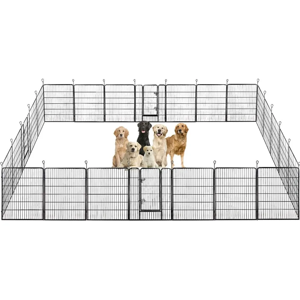 

BestPet Dog Playpen Pet Dog Fence 24"/ 32" /40" Height 8/16/24/32 Panels Metal Dog Pen Outdoor Exercise Pen