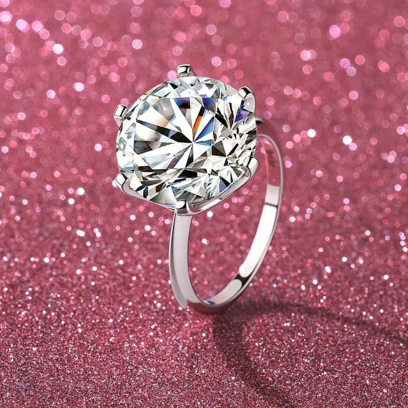 Proposal Love Token Classic Six-claw Ring 10 Carat For Women, Moissanite PT950 Platinum Romantic Commemorative Ring