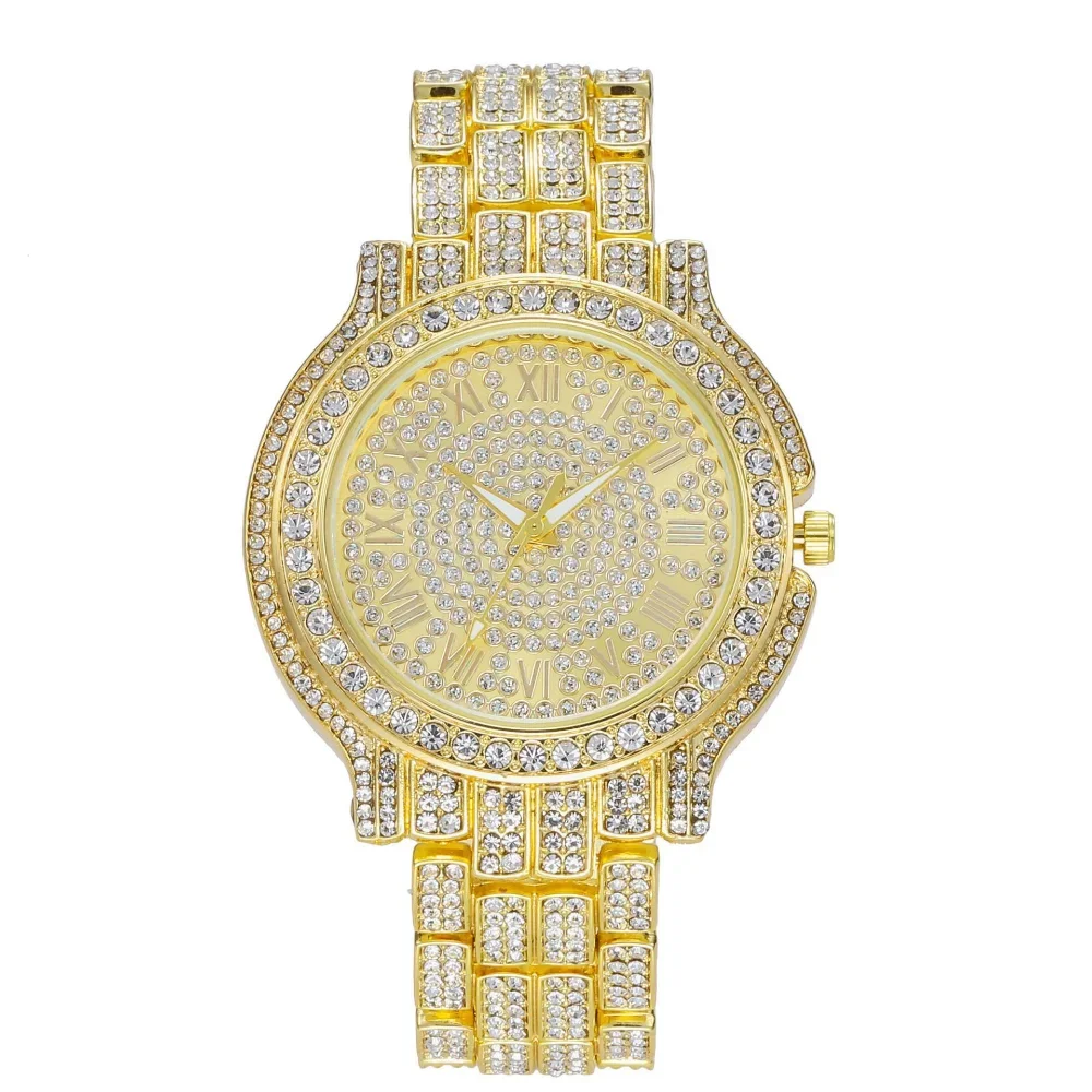 Bling-ed Out Ultimate Hip Hop Royalty Mens Watch w/Easy Reader Roman Numeral or Iced Out Diamond Time Indicators