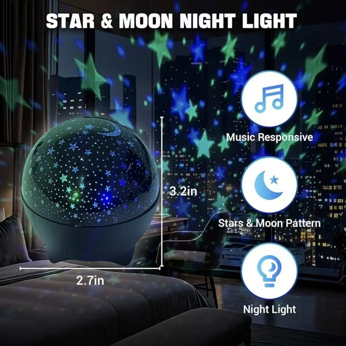 USB Plug Starry Sky Projector Light 7Modes LED Night Light Galaxy Moon Ambient Light for Kids Room Decor Christmas Birthday Gift