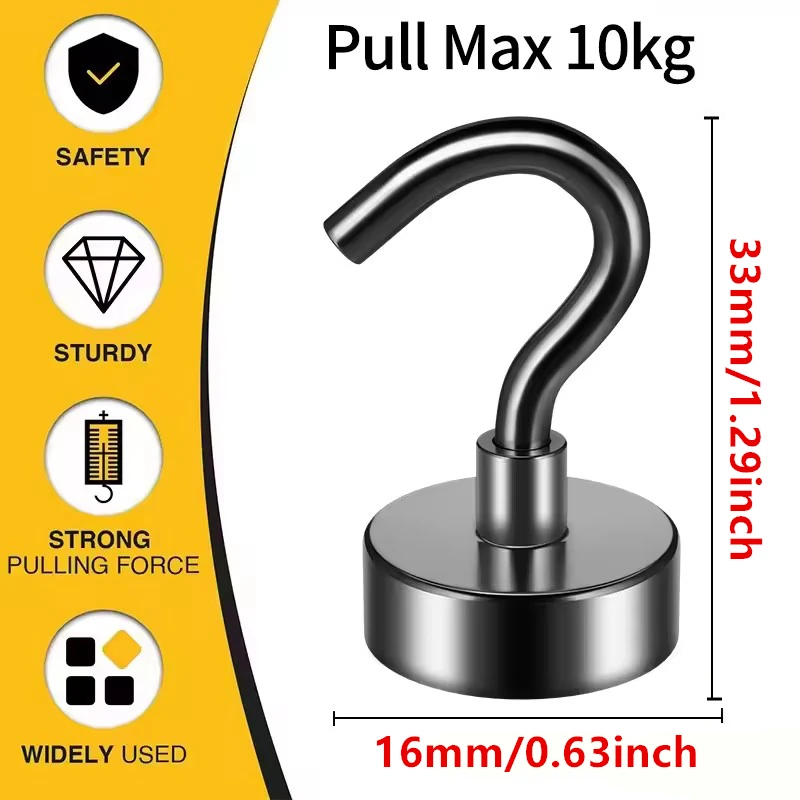 20 Stück schwarze Magnethaken, 25 Pfund stark, hochbelastbare Kreuzfahrtmagnet-S-Haken zum Aufhängen, für Kabinen, Grill, Küche, Garage, Arbeitsplatz – Detail 4