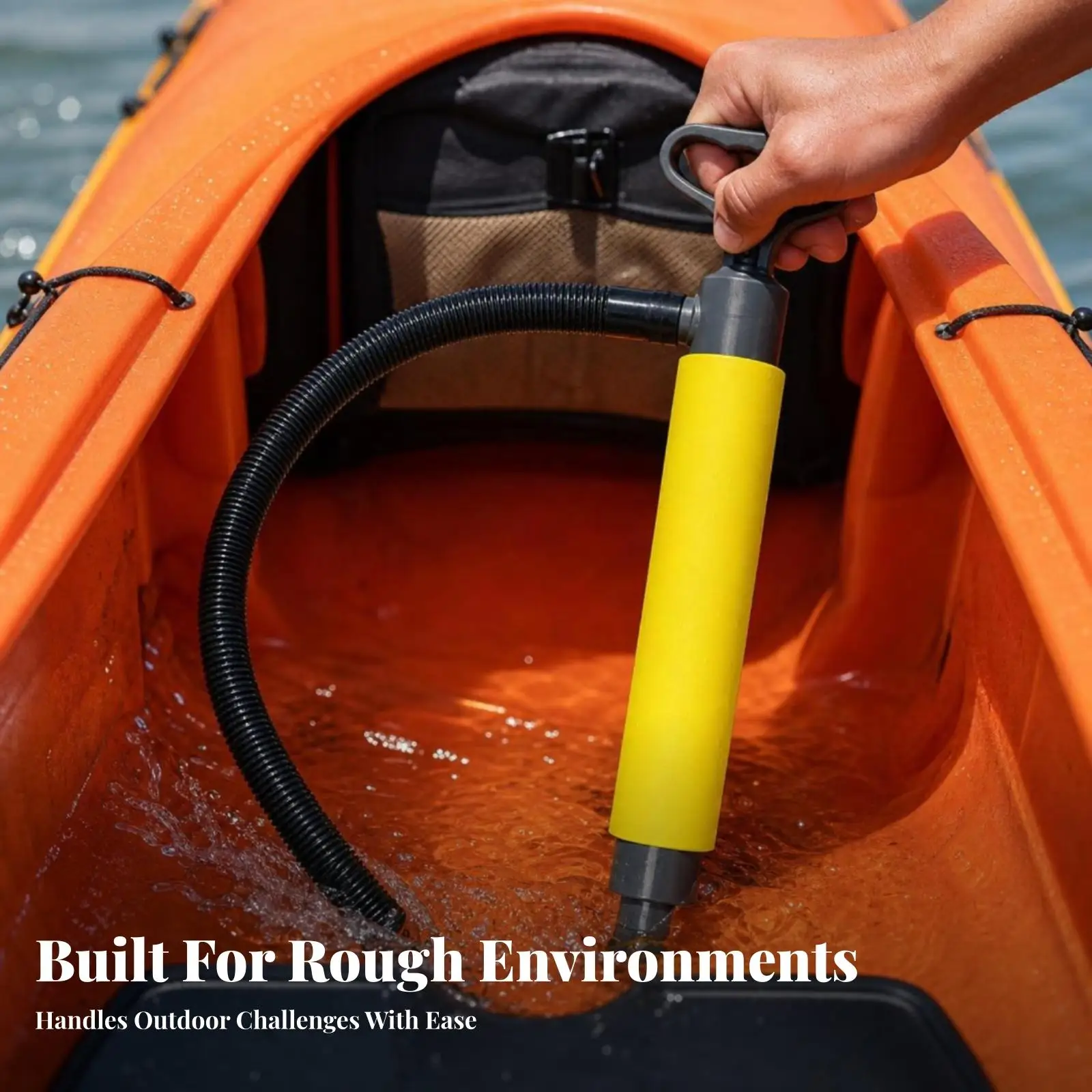 Kayak Water Pump Manual Bilge Pump with Hose for Boat Canoe Drainage Portable Hand Pump D Handle Corrugated Hose Marine Grade