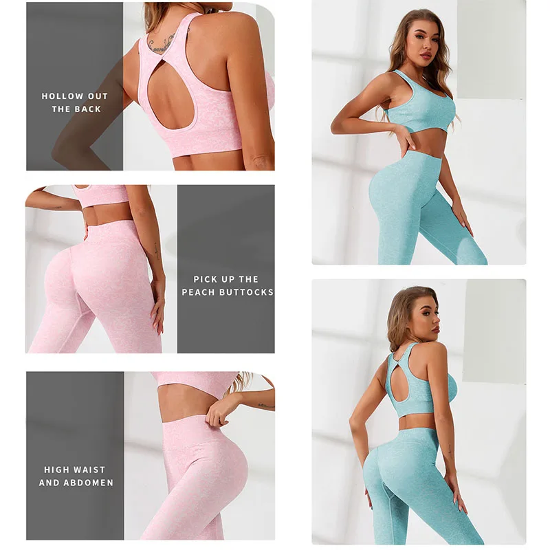 Oulylan abbigliamento sportivo da donna Set da Yoga tuta sportiva da donna 2 pezzi Set tuta da palestra senza cuciture abbigliamento da allenamento abbigliamento sportivo