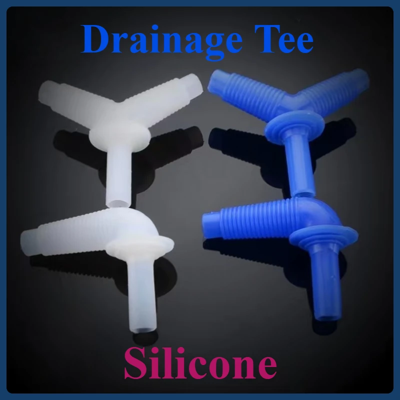 

1pcs Washing Machine Silicone Floor Drain Fittings - White & Blue Tee, Elbow Connectors