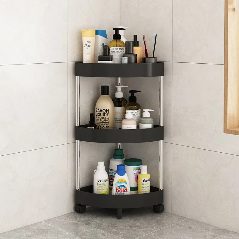 2/3/4 Tier Triangle Rolling Utility Cart Storage Shelf Movable Triangle Storage Rack Kitchen Bathroom Slim Slide Organizer Shelf