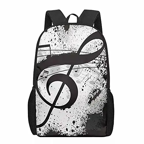 Mochila de impressão Red Heart Music Note, mochilas clássicas simples, mochila casual, mochilas escolares para adolescentes, homens e mulheres, moda infantil