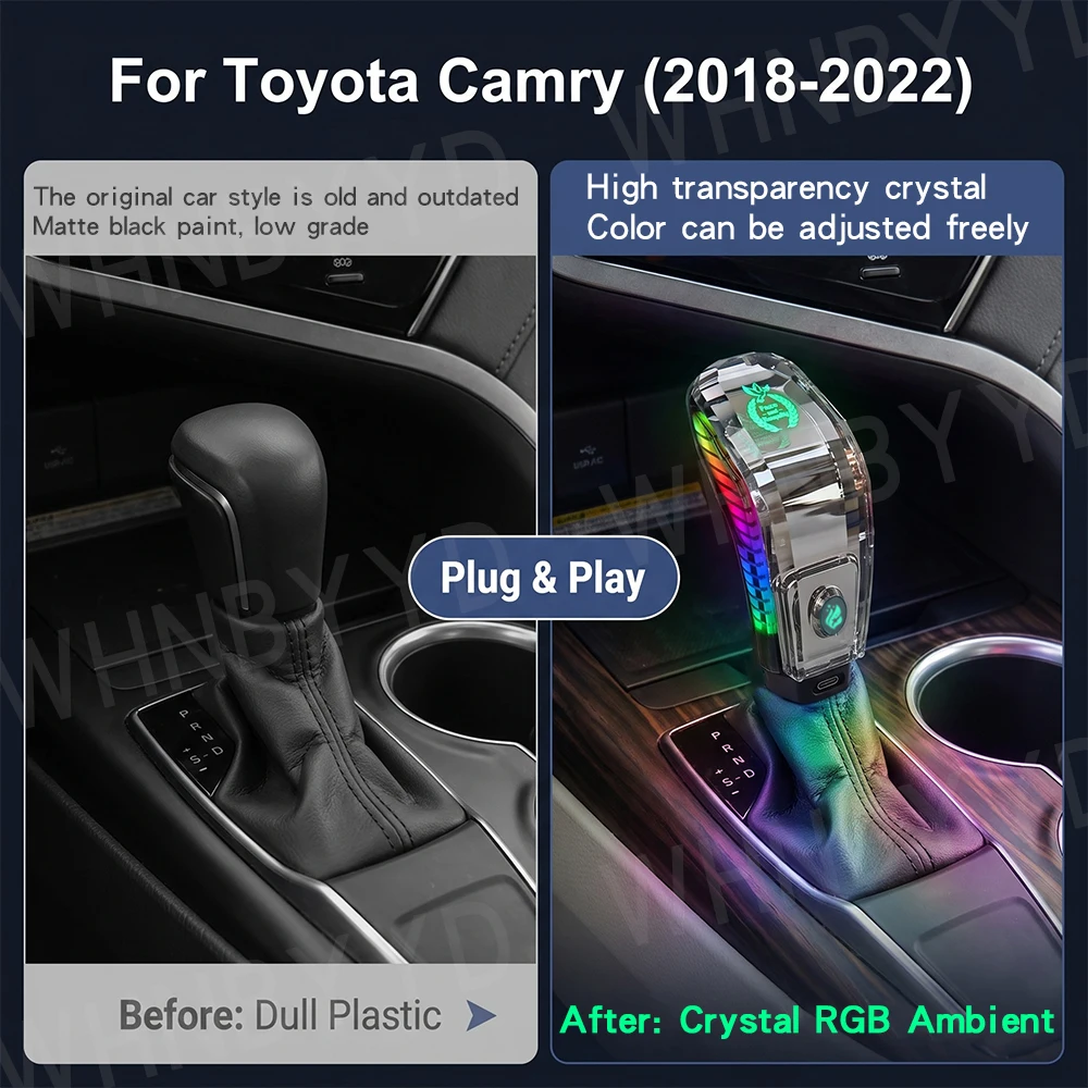 LED Crystal Shift Knob For Toyota RAV4 Corolla/Camry/Levn/Levin/Cross/Avalon/Alion/CHR Highlander Venza Crown 7 Color Gear Head