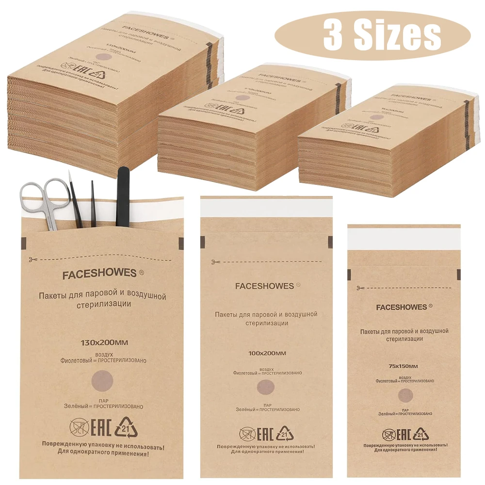 

Самозапечатывающиеся пакеты для стерилизации, дезинфекционные пакеты для сухожаровой стерилизации, автоклавирования, для инструментов для маникюра, из крафт-бумаги, для очистки, расходные материалы