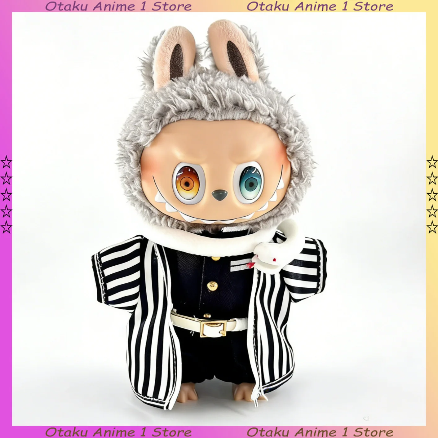 New Labubu 3.0 Clothes Luxury Demon Slayer Obanai Mitsuri Outfit with Wig Mini Plush Doll Clothing Fashion Doll Accessories Gift