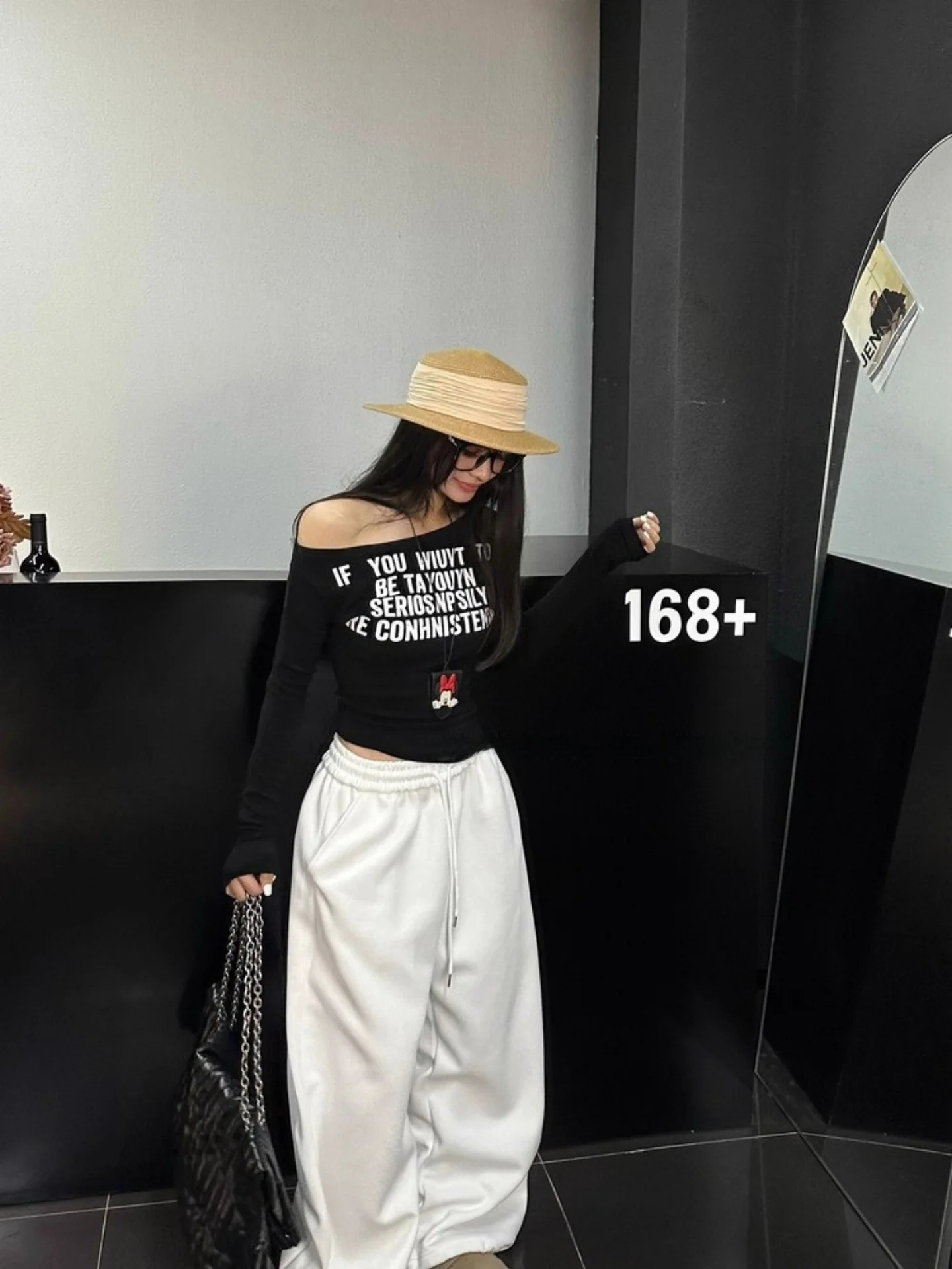 American Hot Girl Sle Long Sve Asymmetrisches Oulder-T-Shirt für Damen, 2025, neuer Frühling und Herbst, Slim-Fit-Basis, irt-Top, Desi...