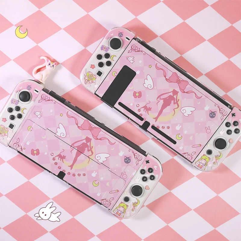 Cute Girl Anime Protective Case for Nintendo Switch Oled Joy-Con Controller Switch Hard PC Cover Full Front Back Shell Protector