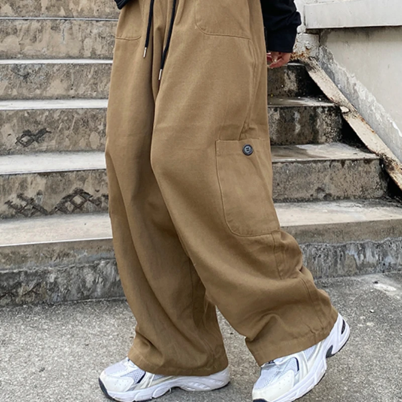 Cargo Pants Men American Retro Multi Pockets Loose All-match Full Length High Street Handsome Fashion Autumn Harajuku Students