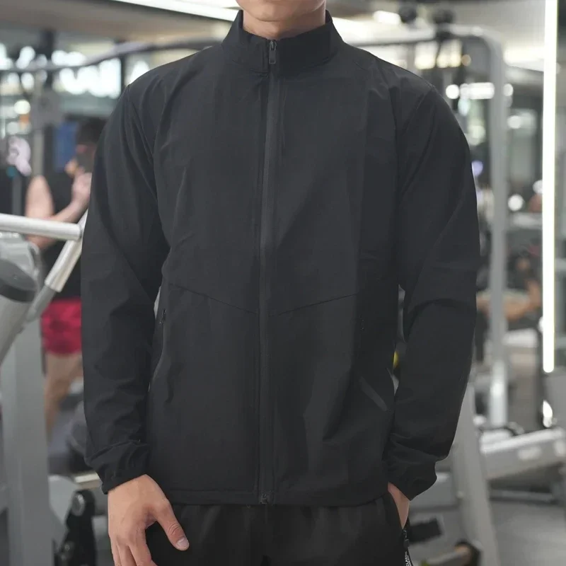 New Men Fitness Running Jacket Spring and Autumn Gym Outerwear Loose Casual Jogging Outdoor Stand-up Collar Tracksuit Sportswear