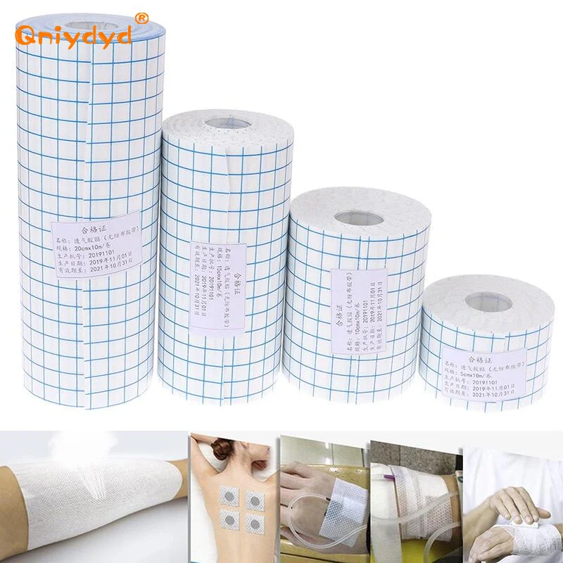 1Roll 4 Size Adhesive Wound Dressing Medical Non-woven Tape Fixation Tape Bandage