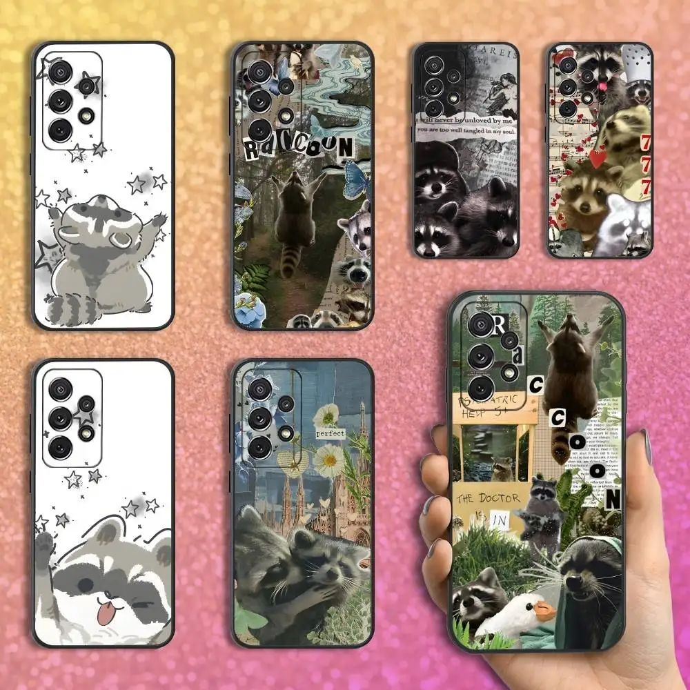 

Animal Raccoon Cute Phone Case For Samsung S25,S24,S23,S22,S21,S20,S10,Ultra,Plus,Lite,FE,Soft Silicone Black Cover