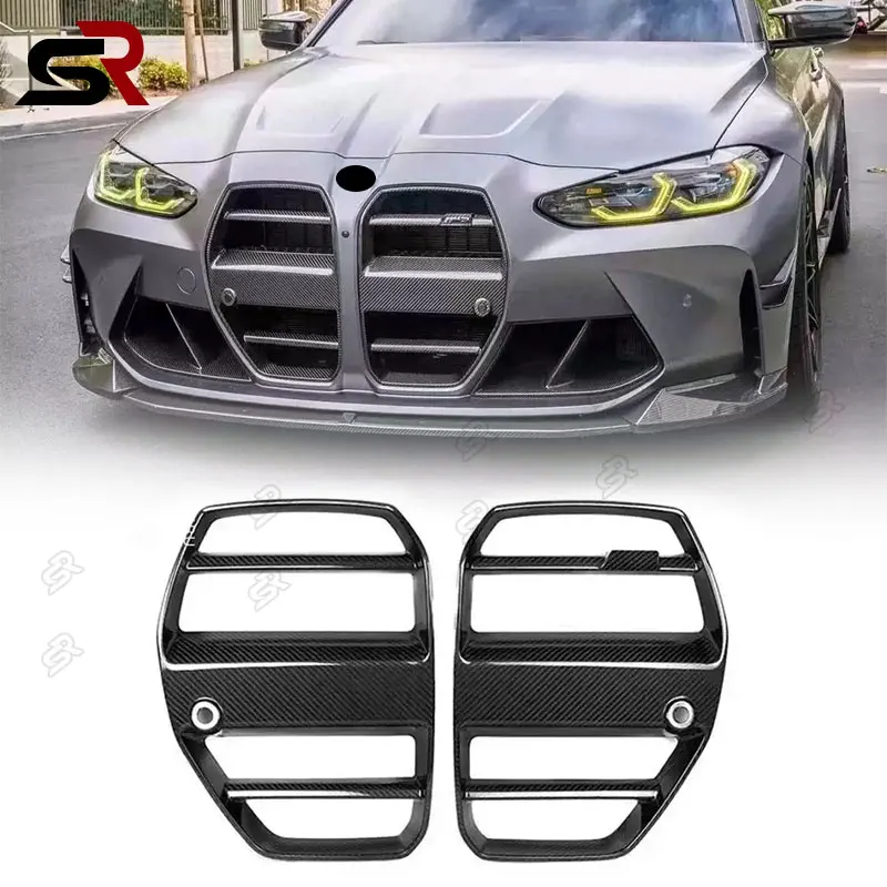 For BMW M3 M4 G80 G82 G83 ST Style Dry Carbon Fiber grille Car Front Bumper Air Intake Grills Bumper Air Intake Grill Body Kit