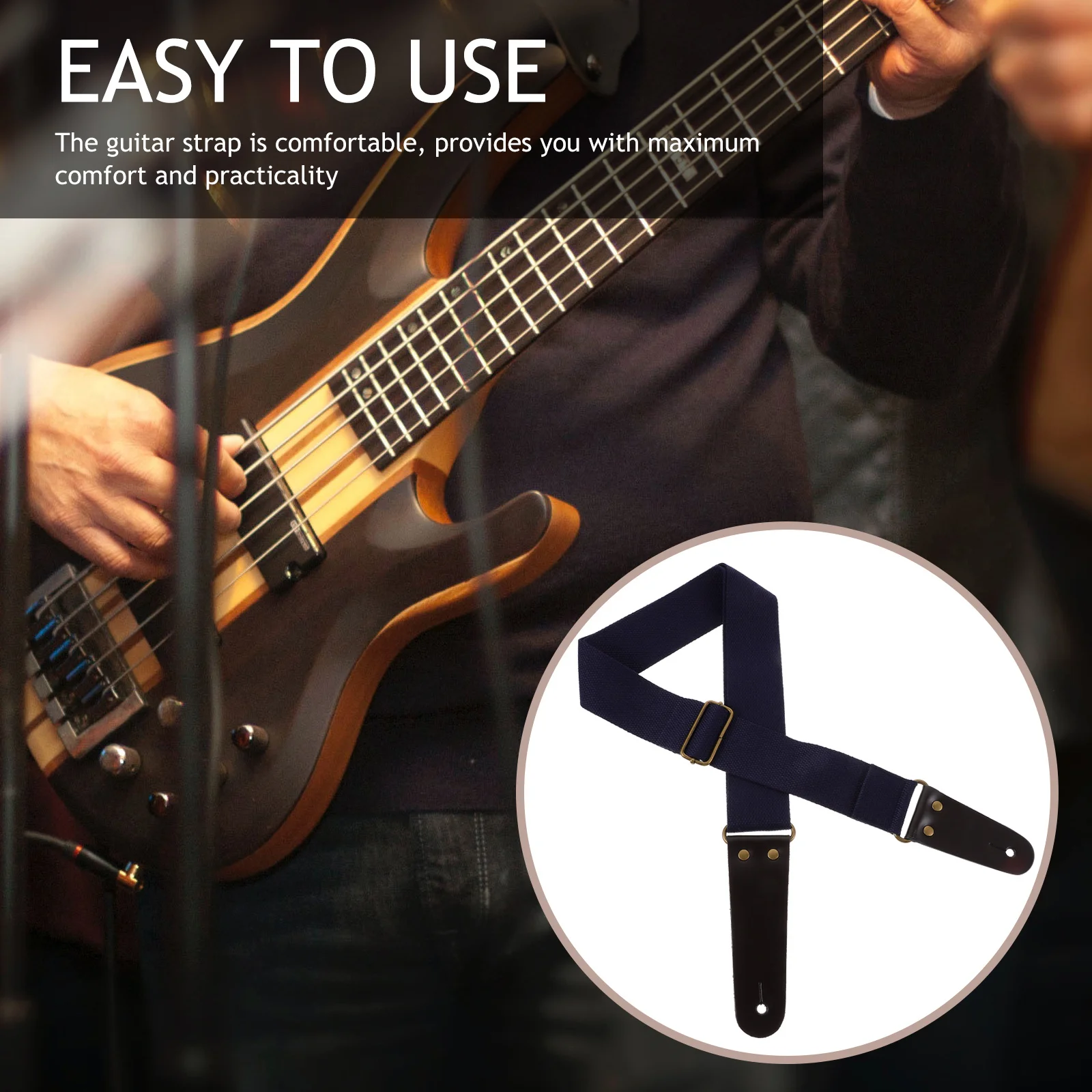 مجموعة واحدة من حزام الجيتار المزخرف القابل للتعديل لباس صوتي كهربائي، بديل مريح، حزام جيتار بتصميم بسيط