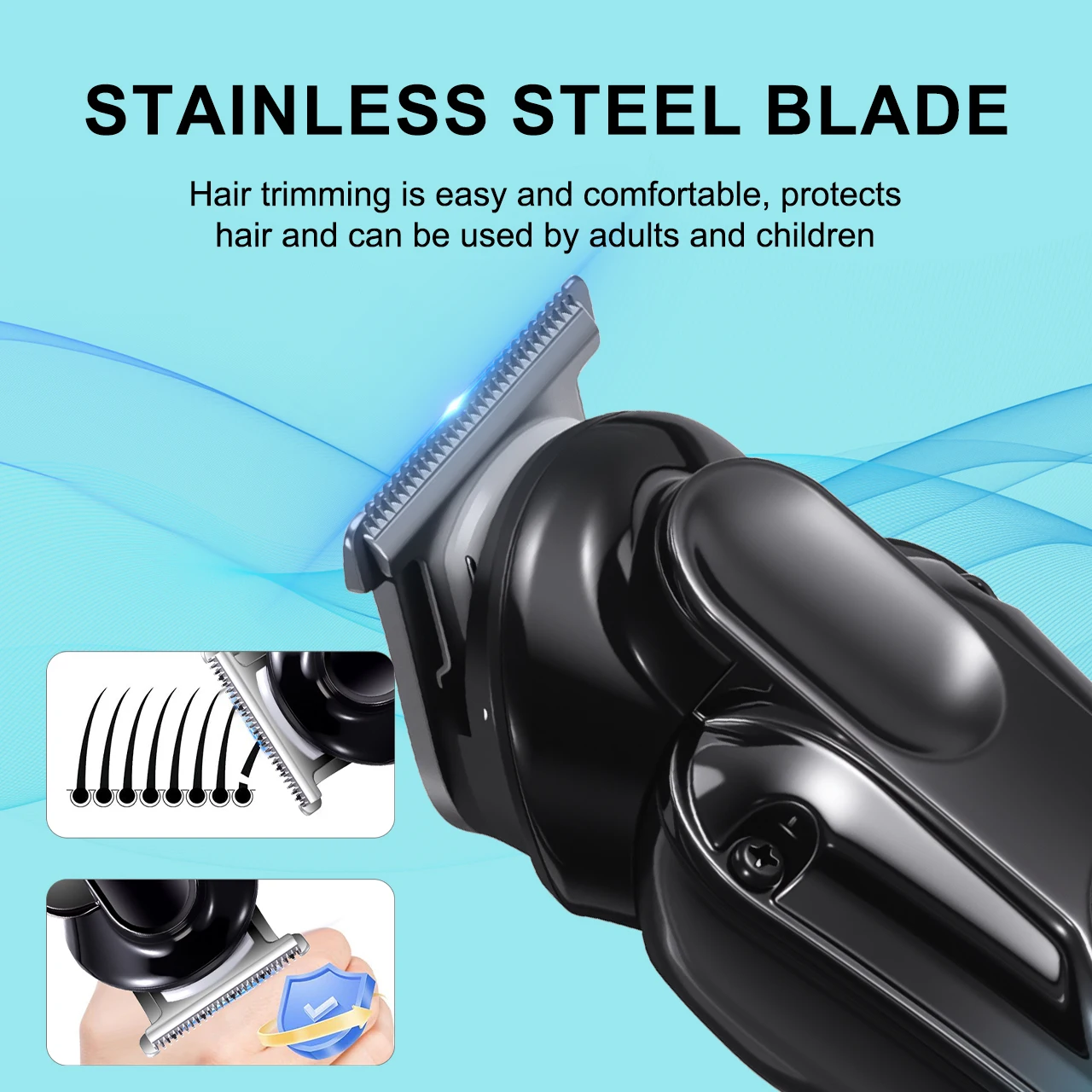 Hatteker 5-in-1 Elektrischer Haarschneider für Männer, Pompadour-Schnitzerei, Friseursalon-Haarschneidemaschine, Trimmer, Messer, Einstellbare Geschwindigkeit, Friseurwerkzeug – Detail 3