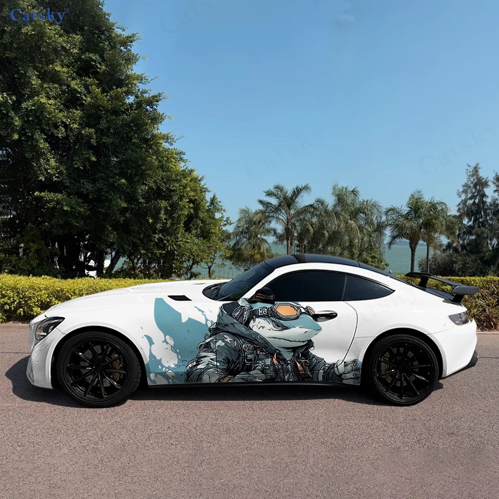 

Goggles Shark Warrior Car Vinyl Wraps Decal Self-adhesive PVC Sticker Suitable for Trucks SUV Decoration Auto Accessories Gift