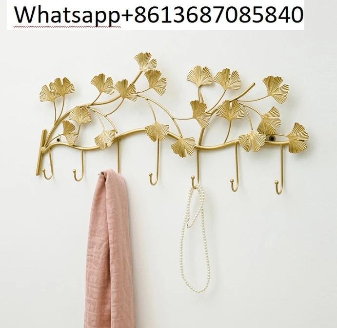 Wholesale Entryway Modern Home Ginkgo Leaf Metal Home Decor Mount Clothes Coat Hat Key Hanger Rack Decorative