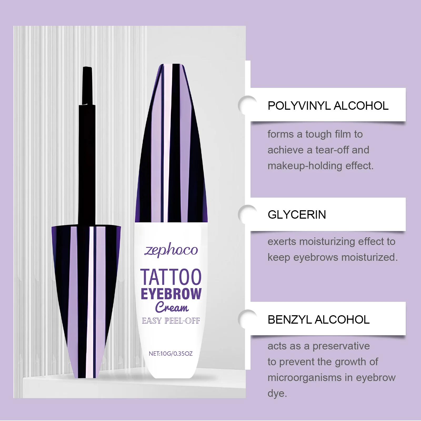 Rasgo puxar creme de sobrancelha espessamento de longa duração anti-manchas formação de filme rápido fácil de descascar creme de sobrancelha multicolorido