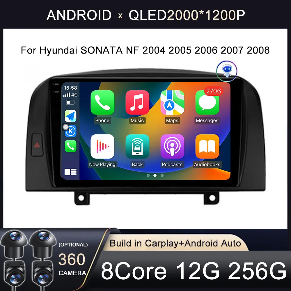 

Android 14 For Hyundai SONATA NF 2004 2005 2006 2007 2008 Carplay Car Radio Multimedia Player GPS Navigation BT DSP NO 2DIN DVD