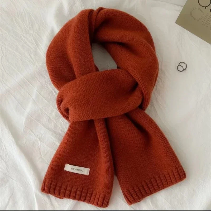 High Quality 100% Wool Scarf Women Pure Wool Simple Design Muffler Men Winter Versatile Solid Shawl Student Couple Warm Shawl 