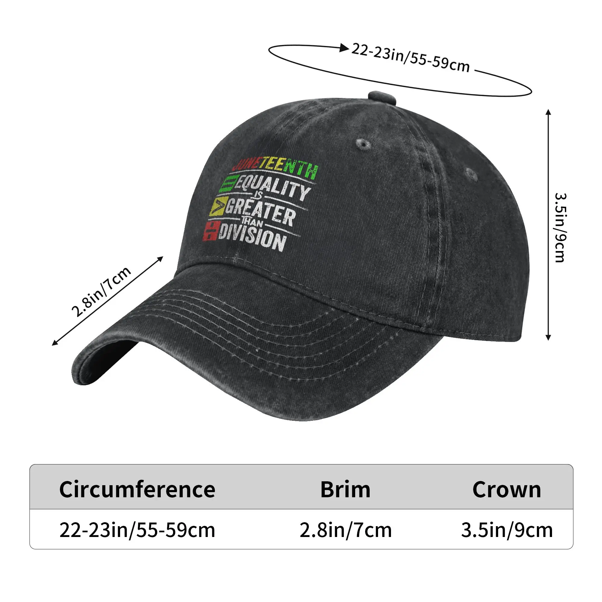 Juneteenth Equality Is Greater Than Division Essential Sun Baseball Cap  y2k Retro Couple Women Washed Hip Hop Hats High Quality