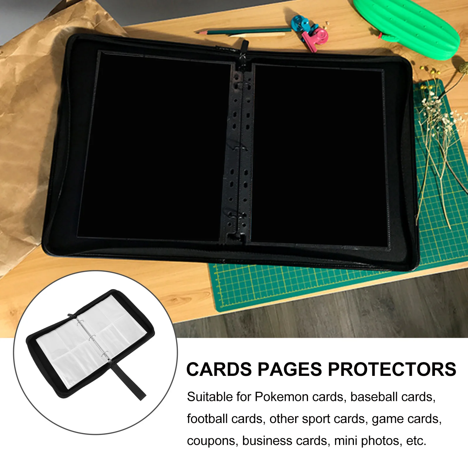 

1Pcs Trading Cards Binder Album Super Sturdy Protective Sleeves Organizer Clear Pages Cards Holder Collector Storage Book