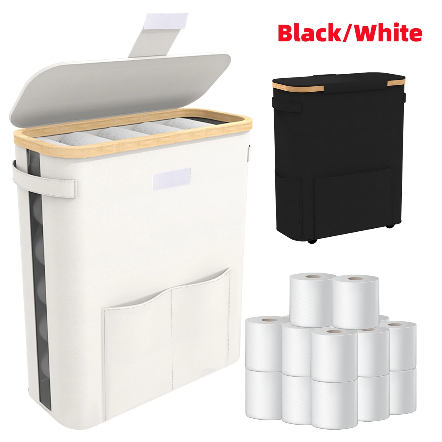 

Складная корзина для туалетной бумаги из ткани Оксфорд, бамбуковая корзина для хранения с крышкой, для ванной, кухни, гостиной, автофургона, органайзер для бумаги, 1 шт.