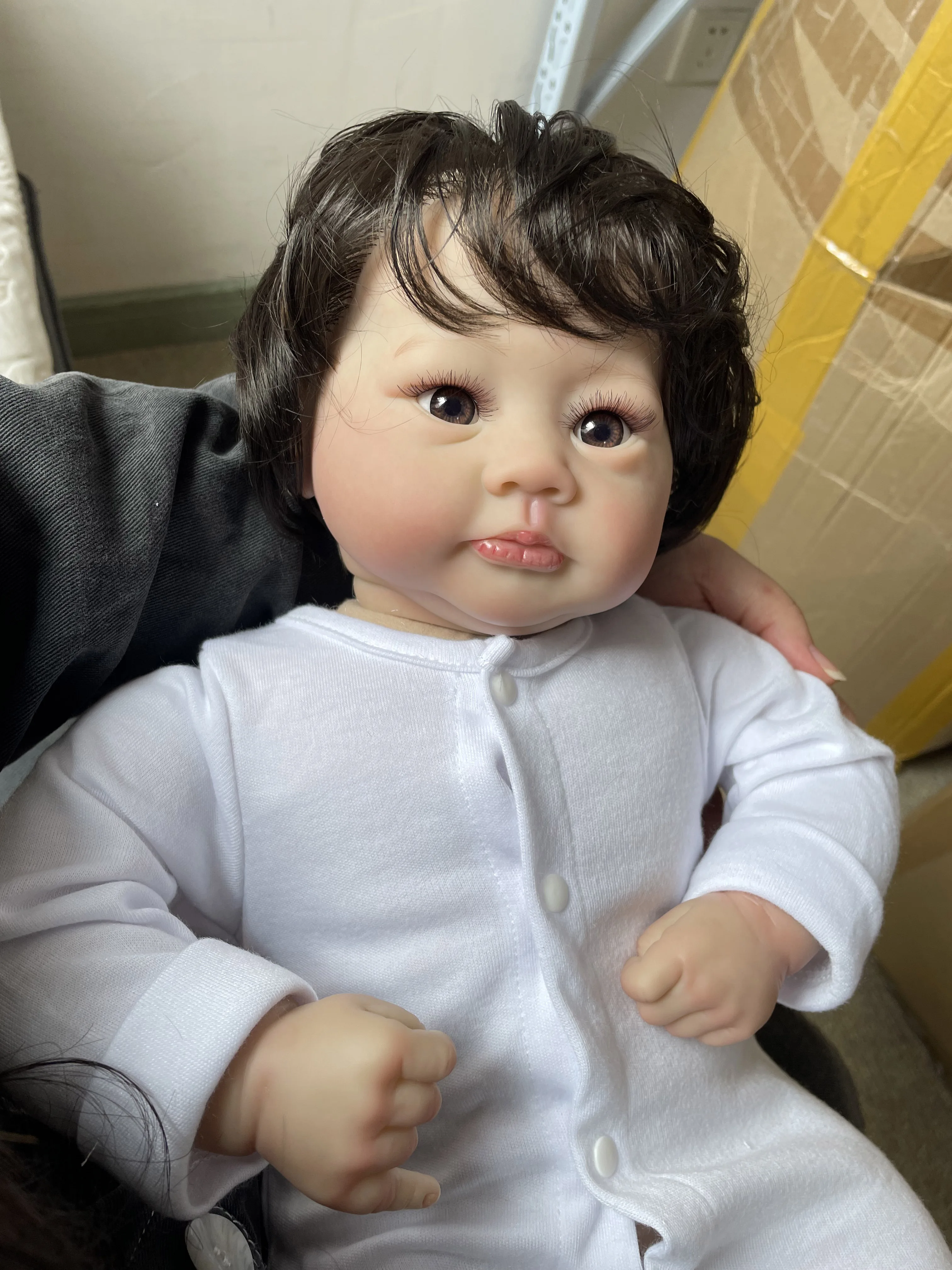 19inch Lali Soft Cloth Body Lifelike Soft Touch Cuddly Newborn Reborn Baby Doll Multiple Layers Painting 3D Skin Girls Gift
