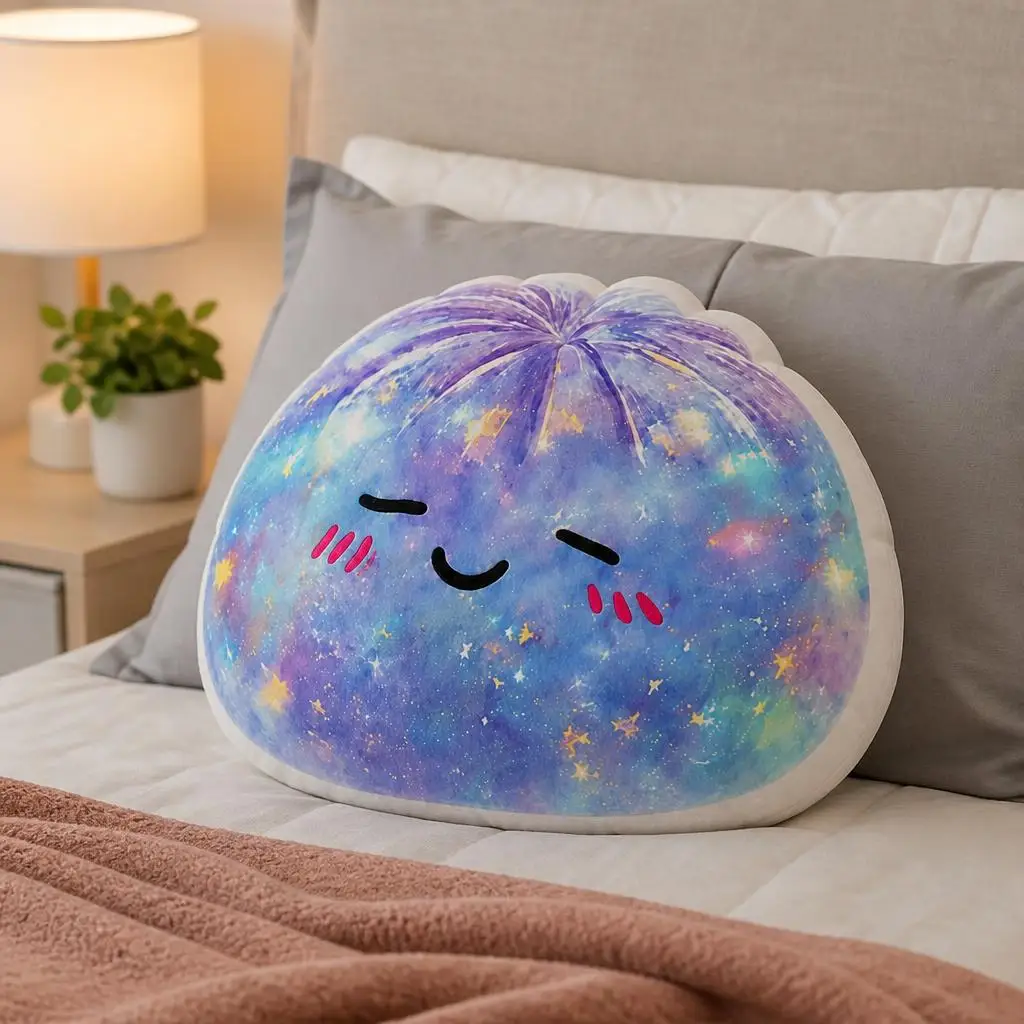 Dumpling Wink Blush Stars Kawaii Shaped Pillow Cushion Irregular Stuffed Throw Pillow Home Decor Gift Bedroom Sofa Decorative