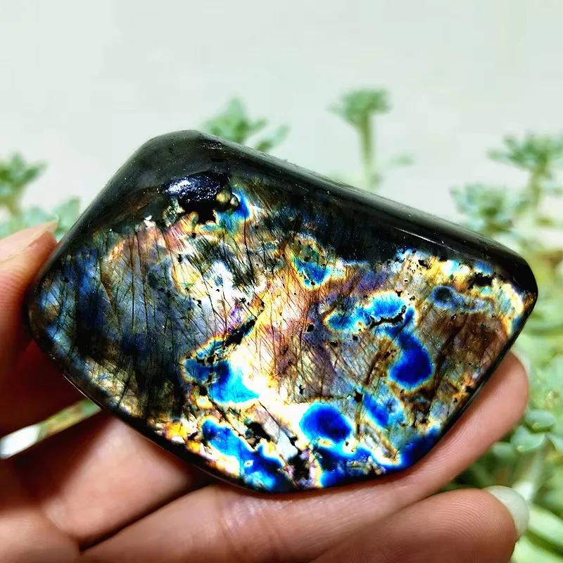 Natural Stones Colour Labradorite Palm Stone Witchcraft Meditation Healing Spiritual Reiki Energy feng Shui Room Decor