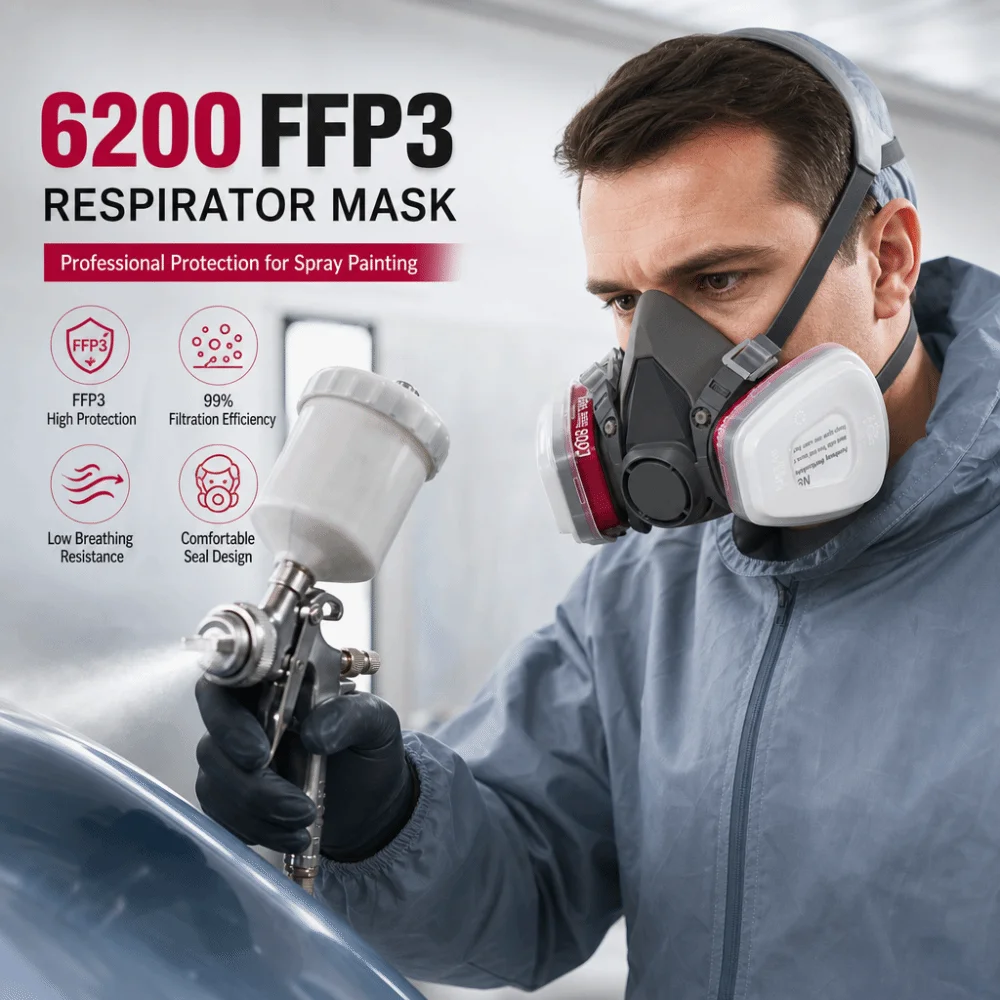 Reusable ‌Half-face Professional Respirator Protective Half Mask FFP3 Filter Respirator Chemical Dust Mask Spray Painting
