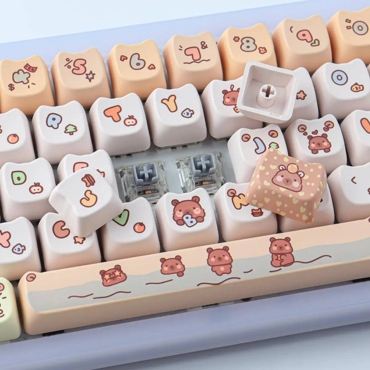 Capy-bara-Capuchons de touches PBT pour clavier mécanique, 144 prédire, sublimation, mignon, profil Mao, personnalisé, aucun Gateron