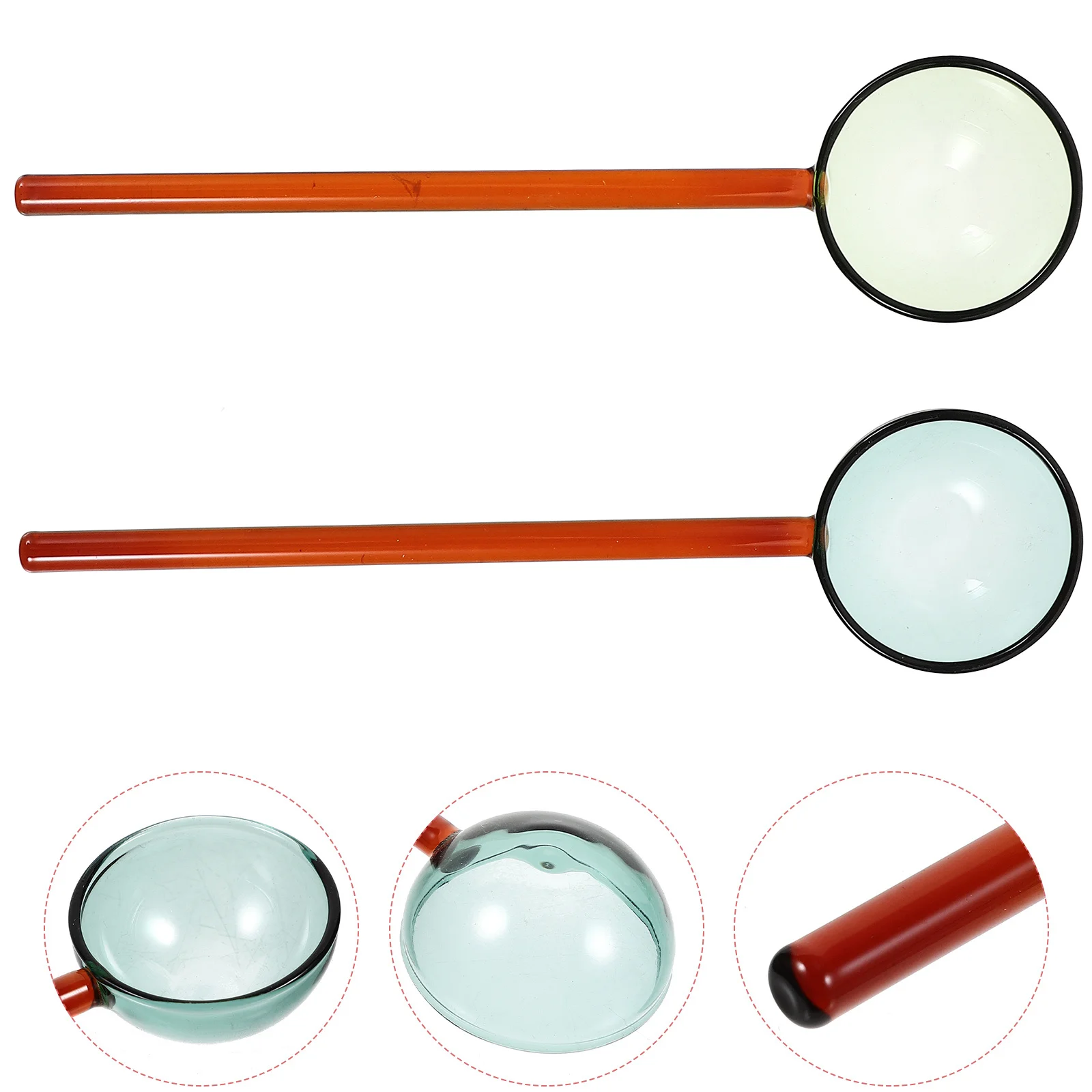 

2Pcs Stirring Spoons Glass Heat-Resistant Long Handle Ice Cream Dessert Mixing Spoons for Coffee Tea Sugar Honey