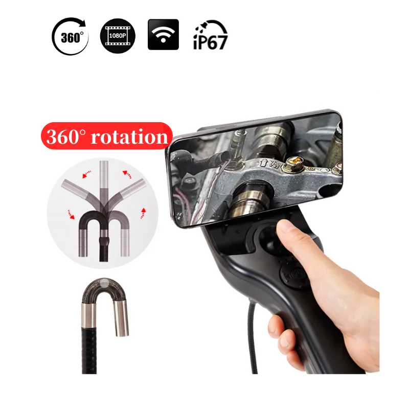 2/ 4Way 1m 1080P 5.5mm WIFI Articulating Borescope 360°Endoscope Camera For Android IOS Automoble Car Tube Pipe Snake Inspection