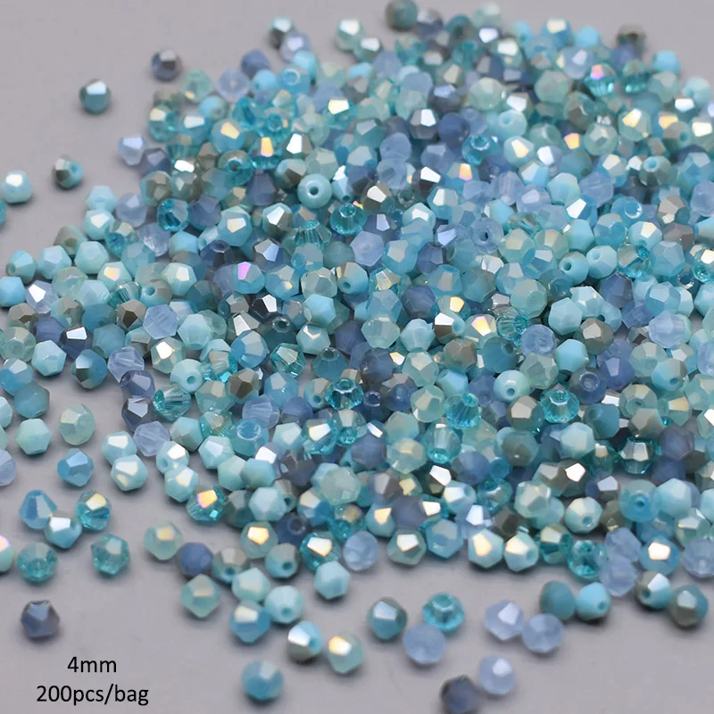 4mm 200pcs/bag New Color Bicone Crystal Glass Beads Loose Spacer Beads Austria Faceted Crystal Beads For Jewelry Making DIY